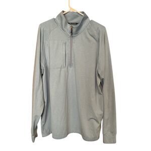 Cutter & Buck Adapt Eco Knit Heather Quarter Zip Pullover. Blue. Size XL